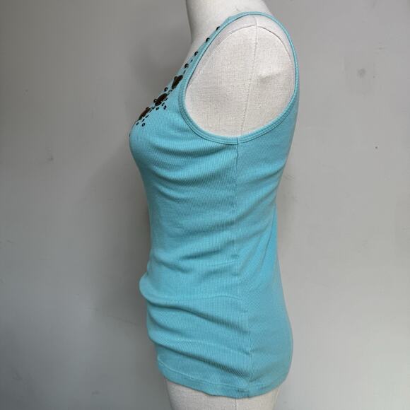 Vintage Y2K FANG Aqua Embellished Tank Top Indie Glam Boho Grunge Sleeze Fairy M - Picture 3 of 7